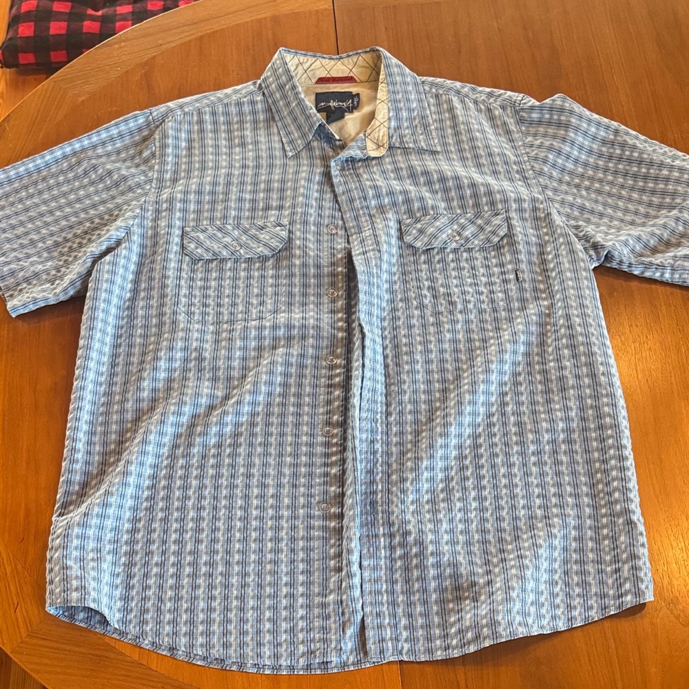 Billabong Blue Seersucker Short Sleeve Men's Shirt
